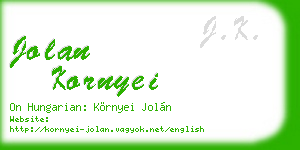 jolan kornyei business card